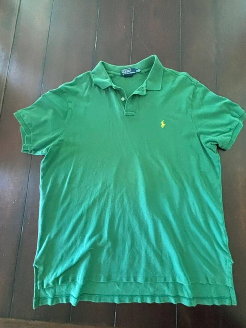 Polo Ralph Lauren Polo Shirt Mens XXL Green Custom Fit Yellow Pony Cotton
